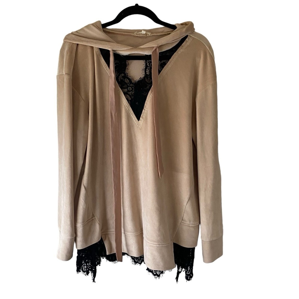 Entro‎ Hoodie Top M Lace Relaxed